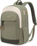 LOVEVOOK 17.3 Inch Laptop Backpack Women, Fashion Backpack with Laptop Compartment for Work College, Large Water Resistant Computer Bags Travel Backpack Purse, Beige green