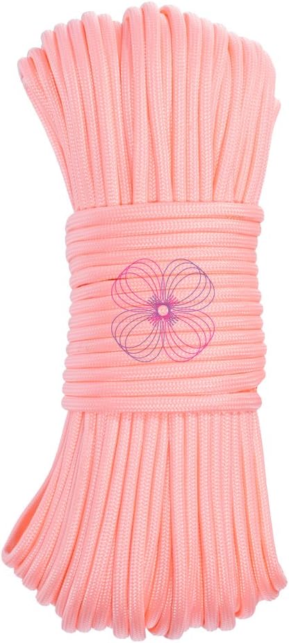 Craft County Glow in The Dark Zesty 21 Strand Luminous 550 Paracord – for DIY Bracelets, Lanyards, and Jewelry (Pink, 10 Feet)