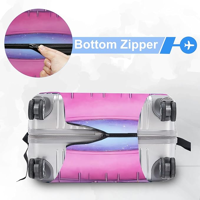 ANNA QUEEN Fantasy Castle Travel Luggage Cover -Stretchable Airplane Suitcase Protector Sleeve,Universal Washable Fit for 20-26 Inch Checked Baggage,Water Resistant Durable Luggage Protector,M
