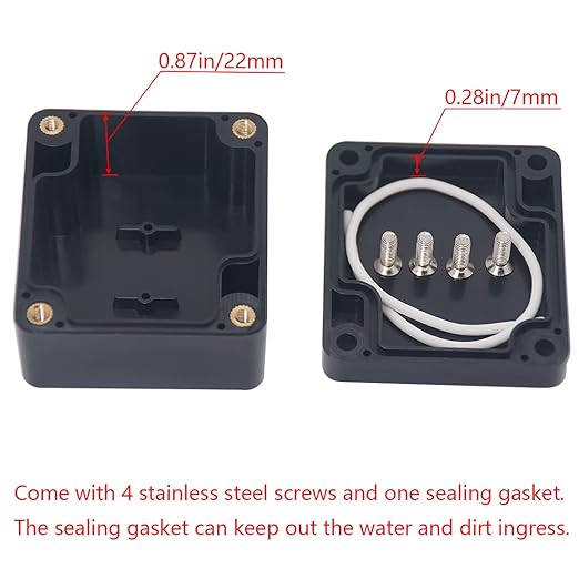 Project Box IP65 Waterproof Junction Box ABS Plastic Electrical Boxes DIY Electronic Project Case Power Enclosure 2.5”x2.3”x1.3”