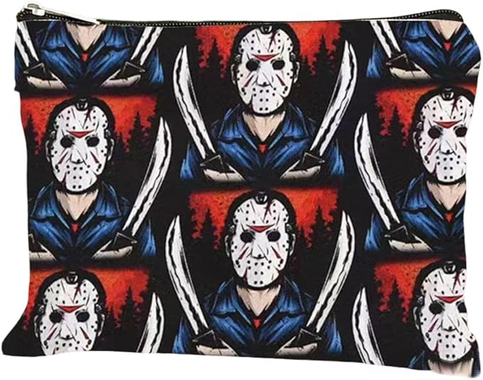 Horror Themed Makeup Bag with Zipper, Multi-Functional Portable Toiletry Bag for Travel, Vacation, Business, Fitness, Camping & Outdoor Use, Unisex Adult Gift, Playful Accessory (F0170)