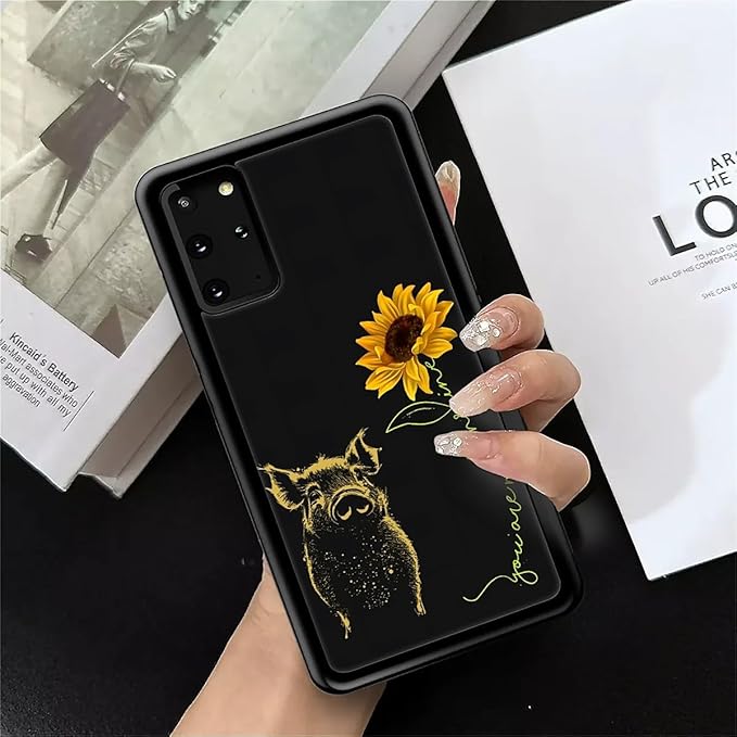 for Samsung Galaxy S20 Plus Case, Pig Sunflower Yellow Sunshine Pattern Graphic Design Girl Boy Soft Silicone Hard Acrylic Shock Protection for Samsung Galaxy S20 Plus