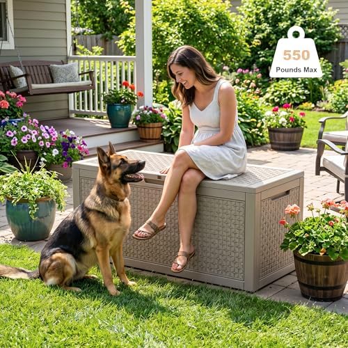 EasyUp 110 Gal Waterproof Outdoor Storage Box UV Resistant Deck Box - Image 4