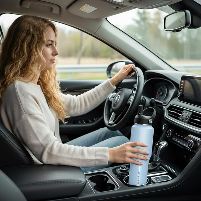 SENDESTAR Water Bottle,Wide Mouth Stainless Steel Vacuum Insulated Double Wall Keep Liquids Cold or Hot All Day,Sweat Proof Sport Design,Fit Car Cup Holder,Buling Buling Blue,40 Ounces