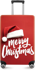 ANNA QUEEN Merry Christmas Luggage Cover, Santa Hat Holiday Design Suitcase Protector, Stretchable Washable Travel Sleeve for 20-22 Inch Luggage