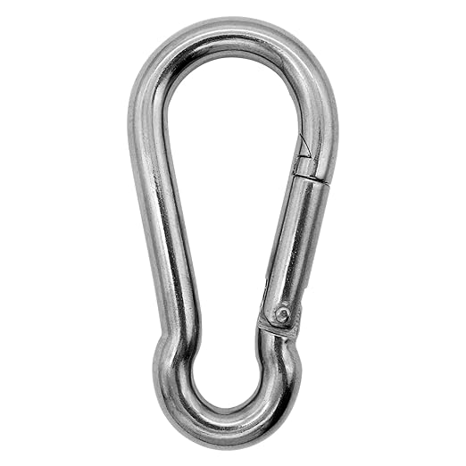 304 Stainless Steel Carabiners -7 inch Heavy Duty, Durable & Rust-Free Clips for Gym, Swing, Dog Leashes, Hammocks, Keychains, and More(304,M14,Pack of 1)