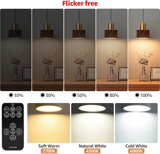BLUEYE Rechargeable Light Bulbs,2Pack,10W,Remote Control,Soft Warm 2700K-6000K,50W Equivalent,450Lumens,E26 Detachable Charging,Battery Operated Emergency Lamp for No Outlet
