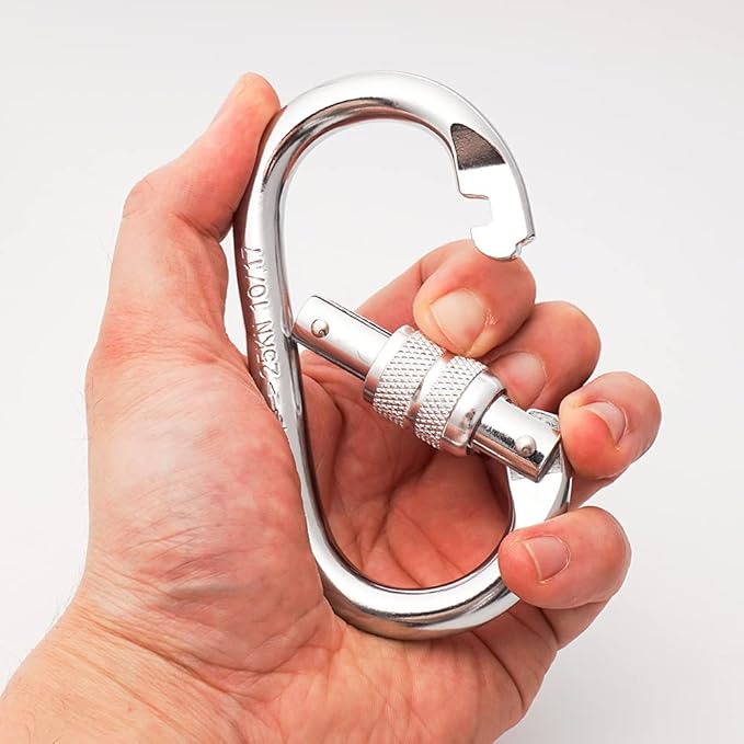 Heavy Duty Locking Climbing Carabiner Clip CE Rated 25 kN 5600 LB Rugged Terrain Approved Industrial Strength Twist Lock Carabiners Clips for Rigging, Ropes, Hammocks, Camping