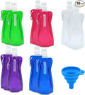 10pcs Collapsible Reusable Water Bottle with Carabiner Clip and folding funnel, for For Gym, Sports, Teams, Hiking, Camping, Biking, Outdoors, Beach, Traveling, Yoga & More, 5 Color