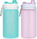 PLTCAT Collapsible Foldable BPA Free Reusable Lightweight Leak-Proof Travel Silicone Water Bottle for Travel, Gym, Hiking, Office, Camping