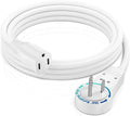 Maximm Extension Cord 3 Foot White Flat Plug, 360° Rotating Short Power Cord Single Outlet, Indoor 16 Gauge 3 Prong Grounded Wire UL Certified (3Ft White)