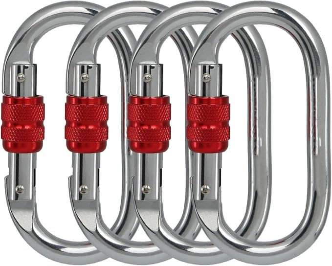 Heavy Duty Locking Climbing Carabiner Clip CE Rated 25 kN 5600 LB Rugged Terrain Approved Industrial Strength Twist Lock Carabiners Clips for Rigging, Ropes, Hammocks, Camping