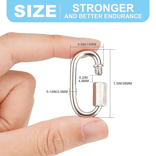 10 Pcs 1.5 Inch 304 Stainless Steel Screw Chain Quick Links, 175 Lbs Capacity Carabiner, Locking Quick Chain Repair Links, Pets Keychain for Outdoor Traveling Equipment