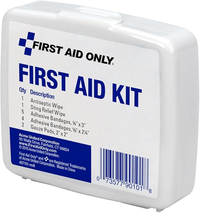 First Aid Only PhysiciansCare On-The-Go Emergency First Aid Kit for Home, Work, and Travel, 13 Pieces (Antiseptic Wipes, Sting Relief Wipes, Gauze Pads, Bandages) (Pack of 6)