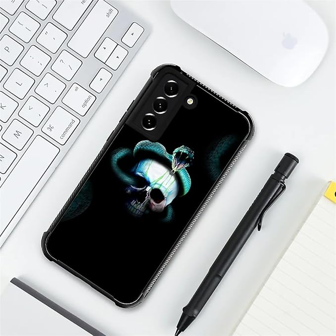 for Samsung Galaxy S21 FE Case, Skeleton Winding Snake Pattern Graphic Design Girl Boy Soft Silicone Hard Acrylic Shock Protection for Samsung Galaxy S21 FE
