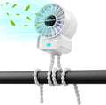 multifunctional USB rechargeable portable stroller small fan 4 speed 6600rpm high speed mini small handheld cooling fan extended flexible tripod for desktop wrap crib bike treadmill car kids gift