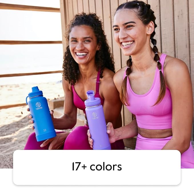 Takeya Actives Stainless Steel Water Bottle, Insulated Spout Lid, Keeps Drinks Cold 24 Hrs, Leakproof, Durable, Dishwasher Safe, Ideal for Gym, Travel, Fits Most Cup Holders, 32 oz/Teal
