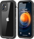 Protebox for iPhone 12 Mini Waterproof Case with Built-in Screen Protector, Shockproof Dustproof Full Body Protective IP68 Waterproof Phone Case for iPhone 12 Mini 5.4 inch (Black/Clear)