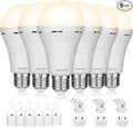 Ostwiki Rechargeable Light Bulbs, 1200mAh Led Battery Backup Bulb for Lamps 6 Pack Emergency Light Bulbs for Power Outage Hurricane Camping 9W 3000K A21 Warm Light Battery Operated Light Bulb E26