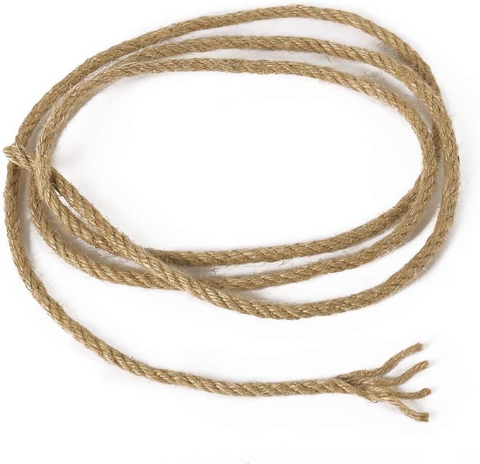 Tenn Well 5mm Jute Rope, 100 Feet 4Ply Twisted Heavy Duty and Thick Twine Rope for Gardening, Crafting, Bundling, Cat Scratching Post, Home Decor, Christmas Decorations
