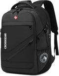 CROSSGEAR Travel Laptop Backpack Anti Theft Fits 17.3 Inch Laptop with USB-A Type C Port, Laptop Backpacks Personal Item Bag, Water Resistant Work Computer Bag for Women Men Flight Approved Black