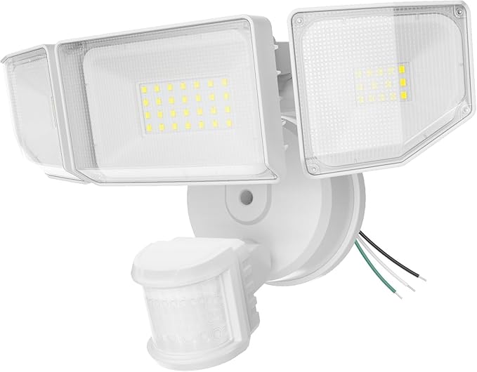 Abovizo 85W LED Security Lights Motion Sensor Light Outdoor, 8500LM Dusk to Dawn, IP65 Waterproof, 6500K, 3 Head Motion Detected Flood Light, Floodlight for Outside, Garage, Yard, Porch (White)