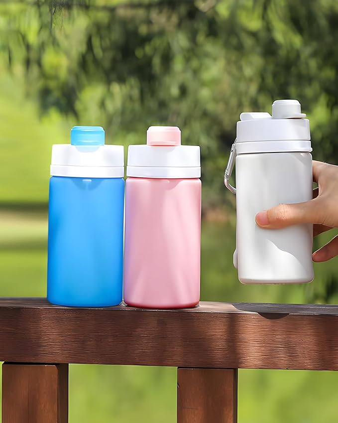 Collapsible Water Bottle, Portable Folding Bottle & Water Bottle with Clip for Backpack, Foldable Water Bottle BPA Free, Sport Bottle Water Squeeze Collapble Watterbottles (Blue)