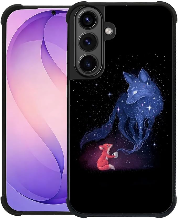 for Samsung Galaxy S26 Case,Graphic Design for Girl Boy Soft Silicone Hard Acrylic Shock Protection Designed for Samsung Galaxy S26 Galaxy Fox Wolf Pattern