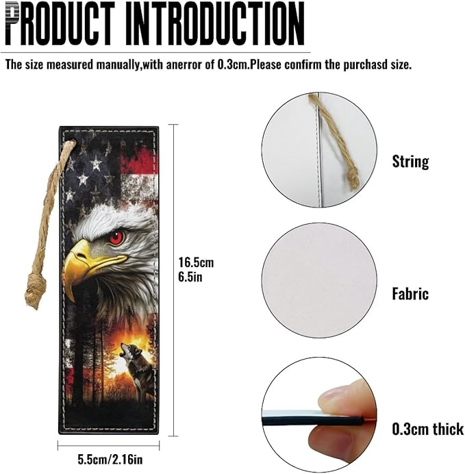 Large Bible Cover Case for Women Men American Flag Wolf Bald Eagle Print PU Leather Bible Case with Bookmark Church Bag Book Carrying Case Bible Cover for Women Men Bible Case for Men Women