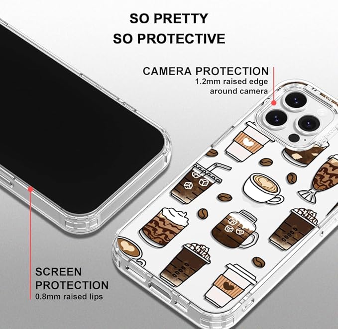 MOSNOVO Case for iPhone 13 Pro Max, [Buffertech 6.6ft Military-Grade Drop Protection] [Anti Peel Off Tech] Clear TPU Bumper Phone Case Cover Design - Coffee