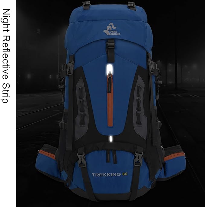 Bseash 60L Hiking Camping Backpack with Rain Cover, Waterproof Large Capacity Outdoor Sport Travel Daypack Climbing Touring (Orange)