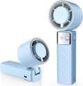 YOSHENMO Portable Handheld Turbo Fan - Foldable Mini Fan with Air Turbo Tech, 1-199 Speed Adjustment, 20H Runtime, LED Display, Battery-Powered for Indoor/Outdoor Use Light Blue