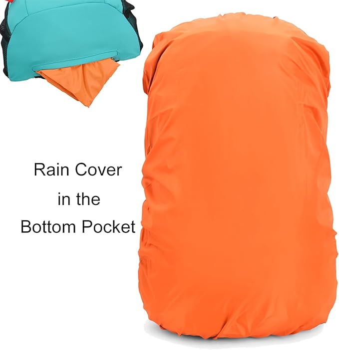 Bseash 40L Waterproof Hiking Backpack with Rain Cover, Outdoor Sport Travel Bag Daypack for Camping Climbing Skiing Cycling (Milk Green)