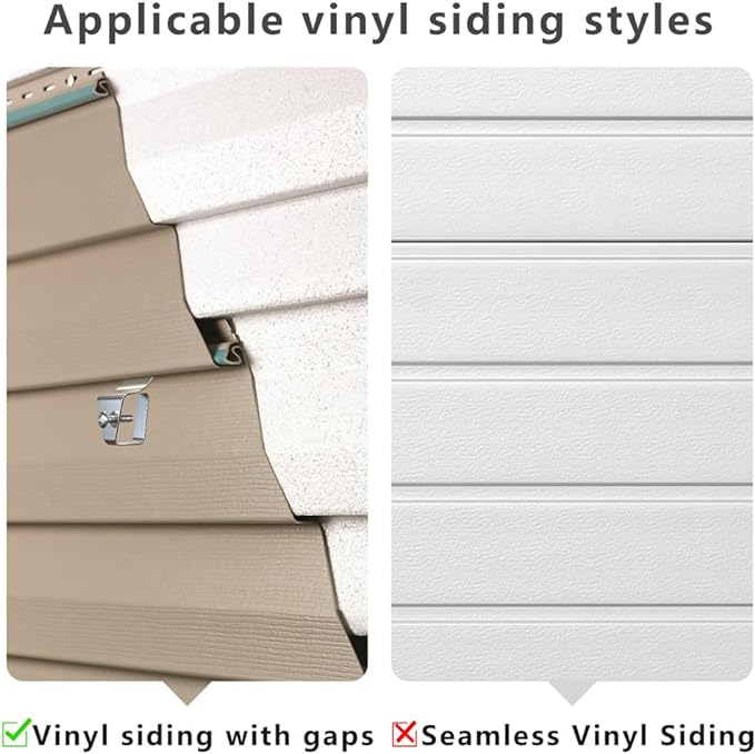 Hibezos 12 Pack Vinyl Siding Clip Hooks for All-New Outdoor Camera, No-Hole Needed Outdoor Siding Hanger Mounting for Home Security Camera, Vinyl Siding Mount (Set of 12)