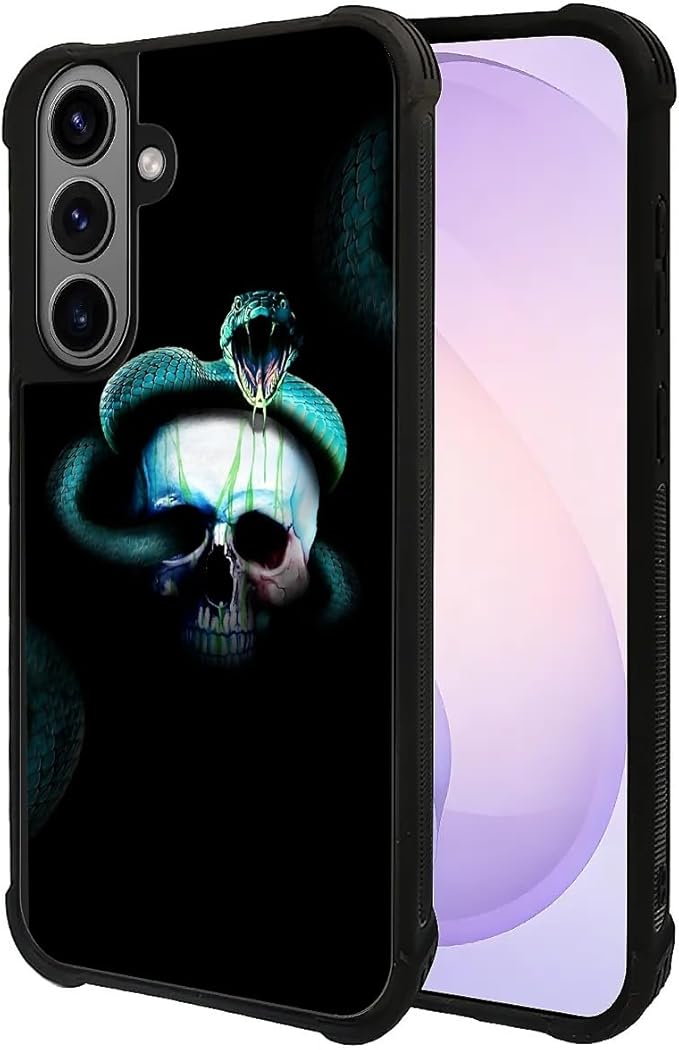 for Samsung Galaxy S26 Plus Case,Graphic Design for Girl Boy Soft Silicone Hard Acrylic Shock Protection Designed for Samsung Galaxy S26 Plus Skeleton Winding Snake Pattern