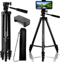 55" Aluminum Phone & Camera Tripod, Extendable Cell Phone Tripod Stand Compatible with iPhone/Android/Action Camera is Perfect for Live Streaming/Video Recording/Selfies