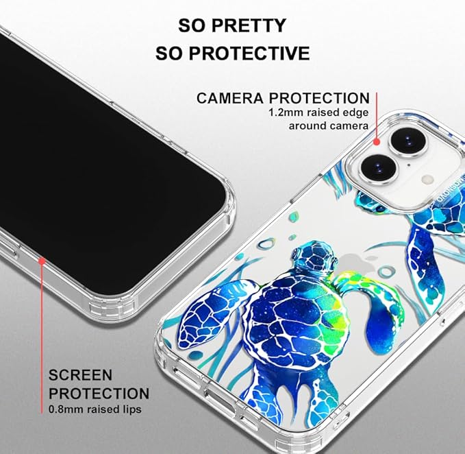 MOSNOVO for iPhone 17 Case | Military Grade 6.6ft Drop Tested | Camera Control | Clear with Sea Turtles Design