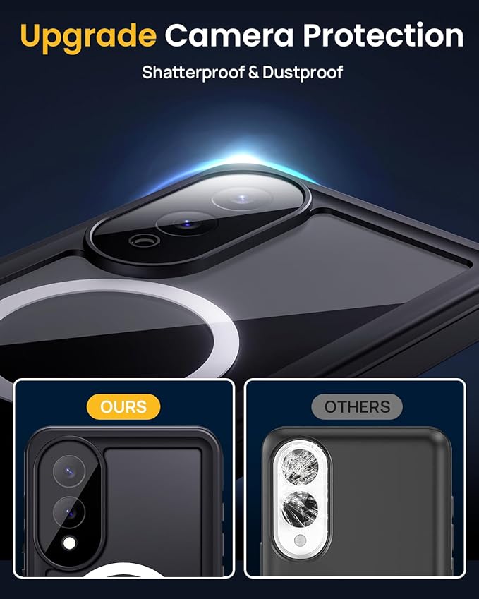Lanhiem Magnetic for Samsung Galaxy S25 Edge Phone Case, IP68 Waterproof Dustproof Case with Built-in Screen Protector, Rugged Full Body Protective Cover for Galaxy S25 Edge 6.7 Inch, Blue