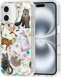 MOSNOVO Case for iPhone 16 Plus, [Buffertech 6.6ft Military-Grade Drop Protection] [Anti Peel Off Tech] Clear TPU Bumper Phone Case Cover Design - Space Cat
