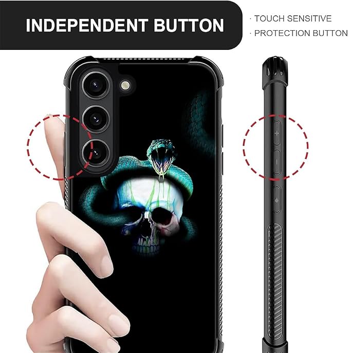 for Samsung Galaxy S23 Plus Case, Skeleton Winding Snake Pattern Graphic Design Girl Boy Soft Silicone Hard Acrylic Shock Protection for Samsung Galaxy S23 Plus
