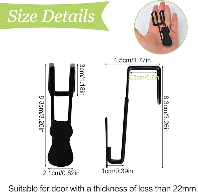 Over Cabinet Door Hooks, 6Pcs Iron Over Door Single Hooks Decorative Cat Over The Cupboard Drawer Hooks Multi-Purpose Hooks for Kitchen Bathroom Bedroom (Black)