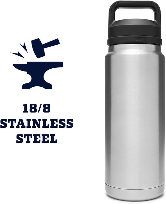 YETI Rambler 26 oz Bottle, Vacuum Insulated, Stainless Steel with Chug Cap, Stainless