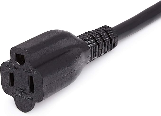 Amazon Basics Extension Cord, 25 Ft, 3 Prong Outlet Extender, Indoor Power Cord, 13 Amps, 125V, Black