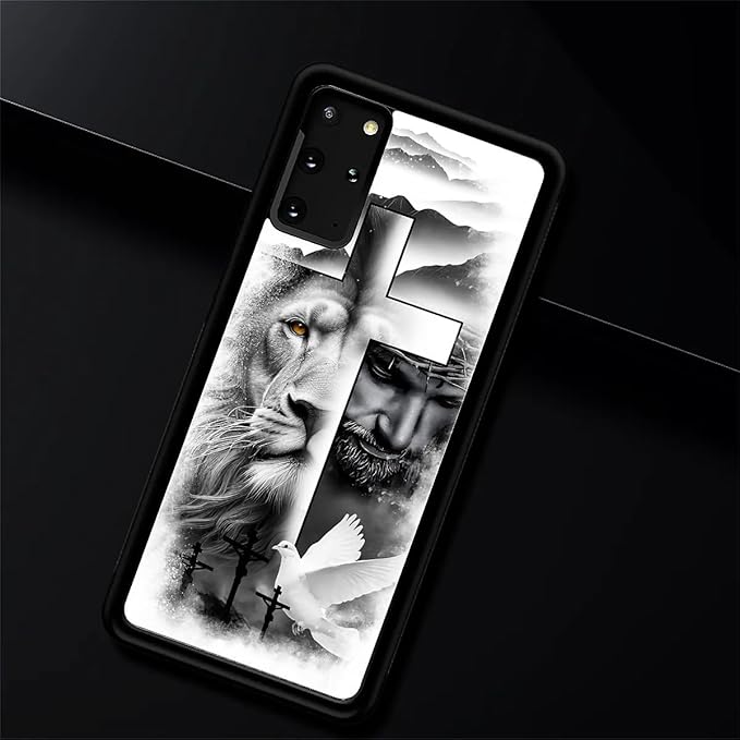 for Samsung Galaxy S20 Plus Case, Lion Cross Jesus Christ Dove Pattern Graphic Design Girl Boy Soft Silicone Hard Acrylic Shock Protection for Samsung Galaxy S20 Plus