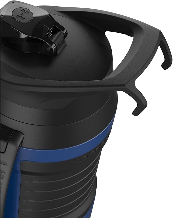 Under Armour Half Gallon Water Bottle Insulated, 64oz Insulated Water Bottle with Handle, Fence Hook, Leak Resistant, for Baseball, Football & More - Royal/Black