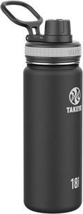 Takeya Originals Vacuum Insulated Stainless Steel Water Bottle, 18 Ounce, Black.