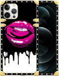 Compatible with iPhone 12 12 Pro Case, Black White Red Slap Sexy Luxury Golden Decoration for Girl Women Soft TPU Shockproof Protective Hard PC Back for iPhone 12 12 Pro