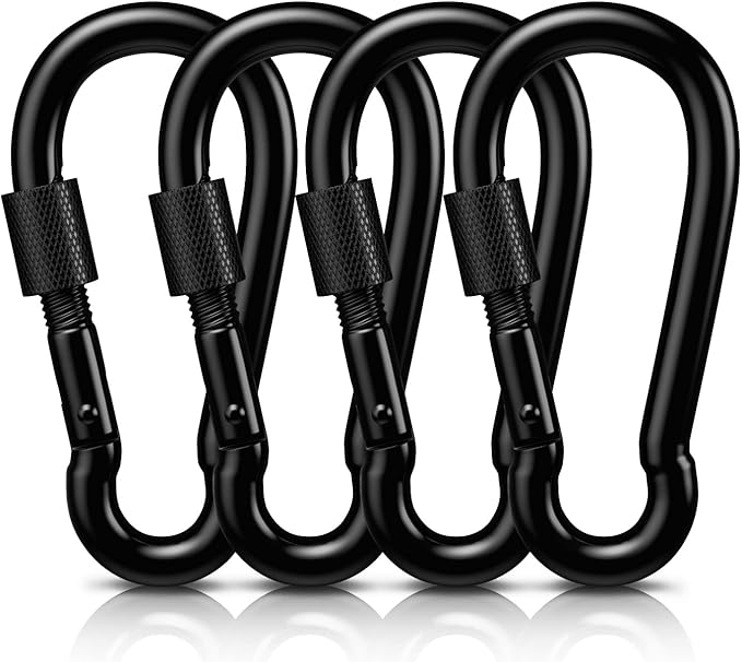 AUTMATCH Carabiner Clips, 3" Spring Snap Hook Caribeener Clips Buckle Heavy Duty Locking Carabiners Chain Quick Links, 4 Pack