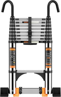 Telescoping Ladder,with Stable Hook and stabilizer barand,Extension Ladder, Heavy Duty 330lbs Max Capacity, Multi-Purpose Collapsible Ladder for RV or Outdoor Work (16.5FT/5.1M)