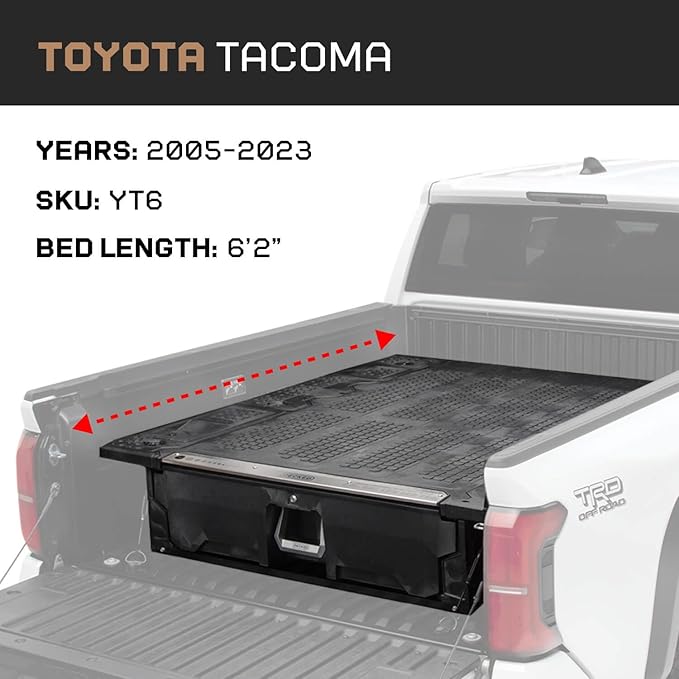 DECKED Truck Bed Storage System with System Accessories | Compatible with Toyota Tacoma (2005-2023) 6'2"